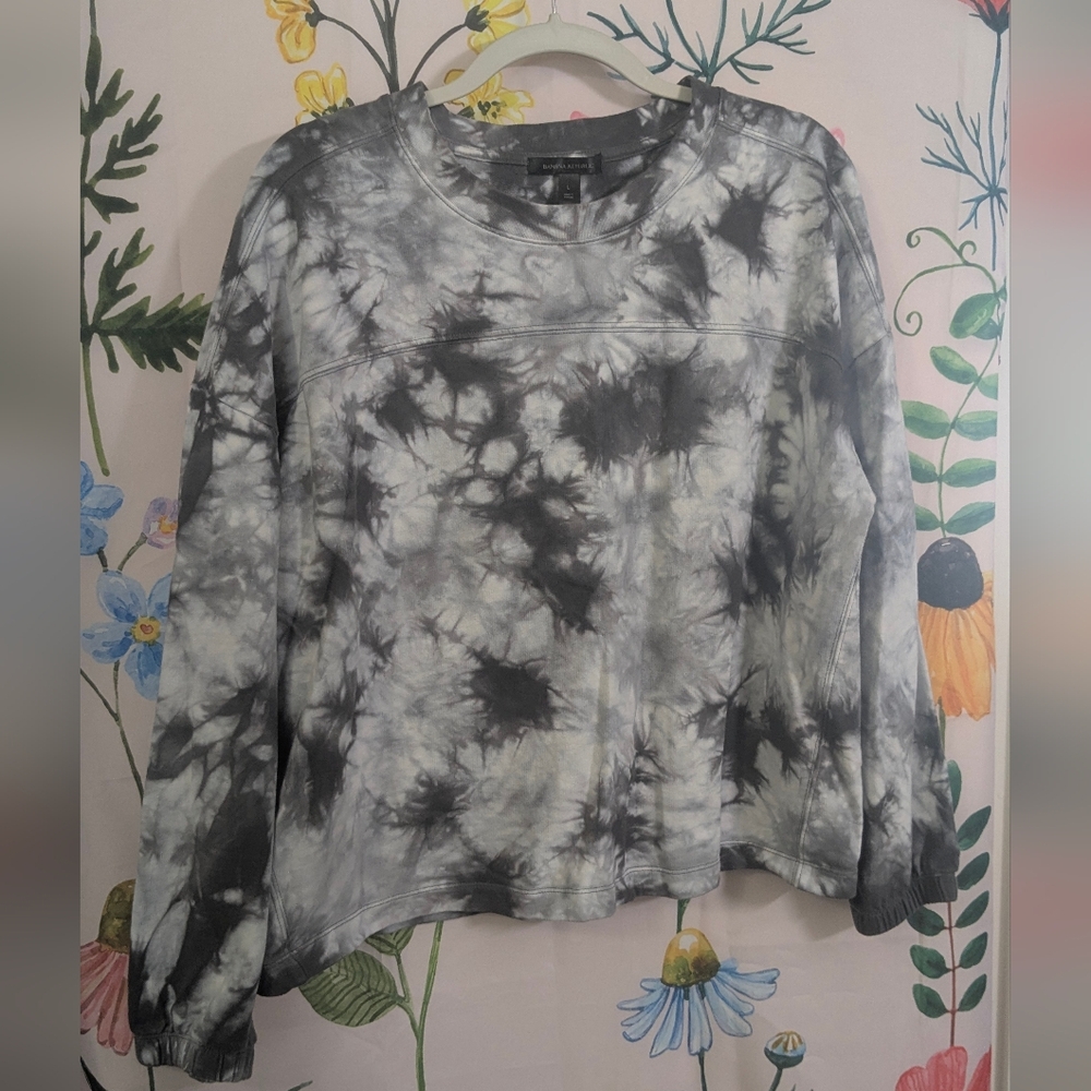 Banana Republic Black and Gray Tie-Dye Sweatshirt